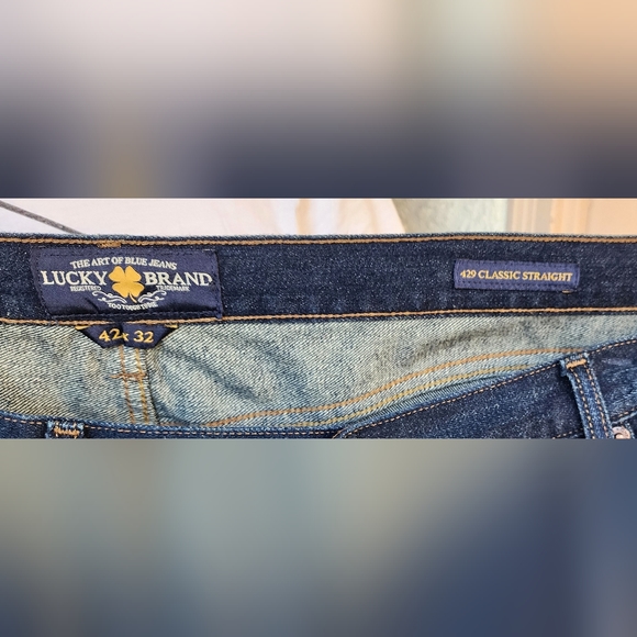 42 men LUCKY BRAND 429 Classic Straight Dark Blue Jean 42x32 -> 42x31 - Picture 11 of 14